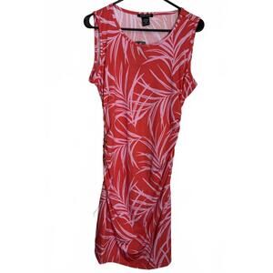 NEW Robert Louis Dress Size Medium Red Pink Sleeveless Tropical Summer Polyester